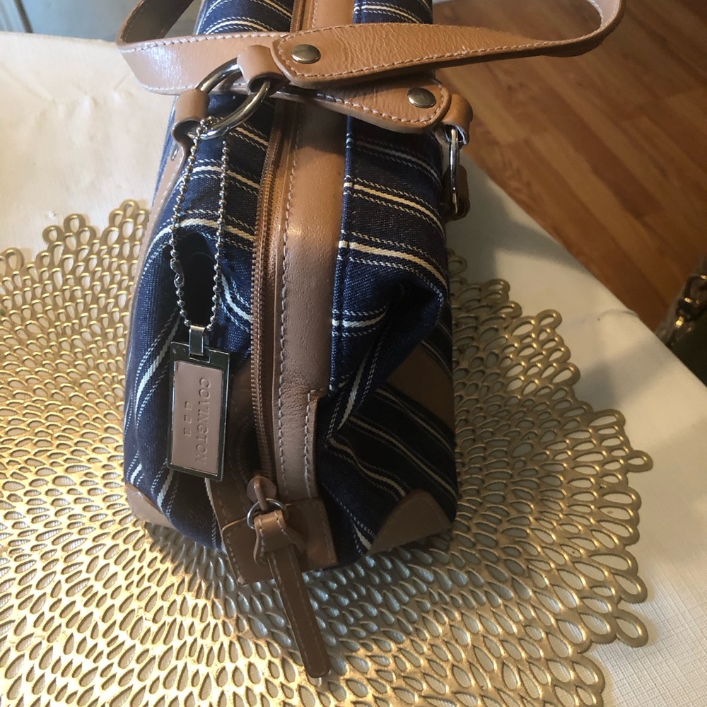 Navy blue /tan purse striped purse